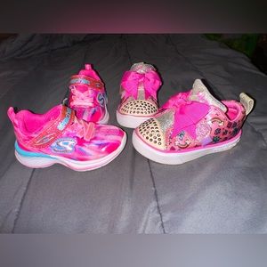 2 pair of Toddler Girl size 5 pink Skechers Shoes